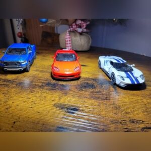 Kinsmart Die-Cast Toy Car Set - Blue, Red, and White
